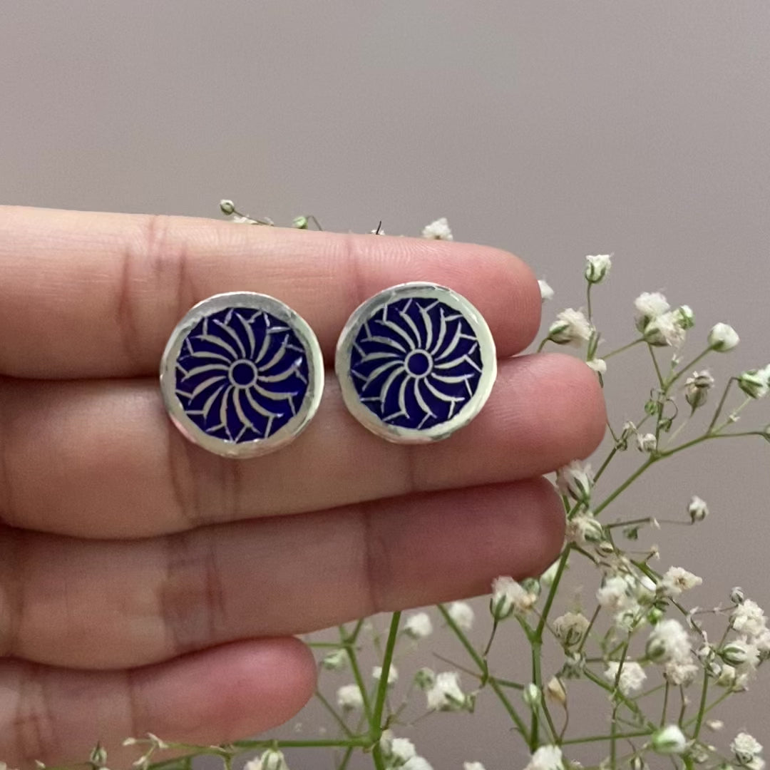 blue-enamel-flower-ear-studs